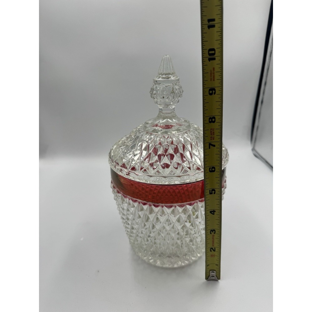 Vintage Indiana Glass Diamond Point Ruby Flash Ice Bucket with Lid - Picture 14 of 14